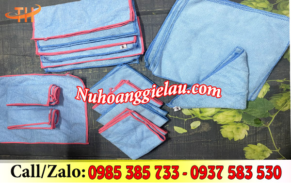 Khăn lau siêu thấm microfiber may viền màu Khăn lau siêu thấm microfiber may viền màu