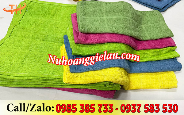 Khăn lau vuông cotton đủ màu Khăn lau vuông cotton đủ màu