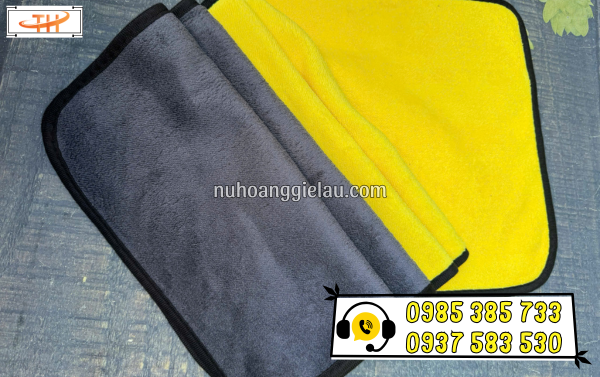 Khăn microfiber hai mặt màu vàng và xám Khăn microfiber hai mặt màu vàng và xám