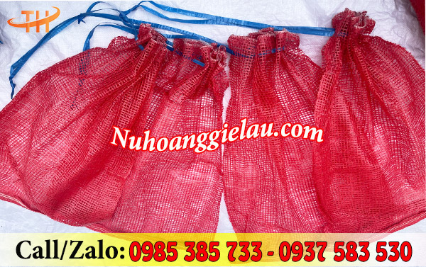 Bao lưới đựng hành tỏi có dây nilon rút Bao lưới đựng hành tỏi có dây nilon rút