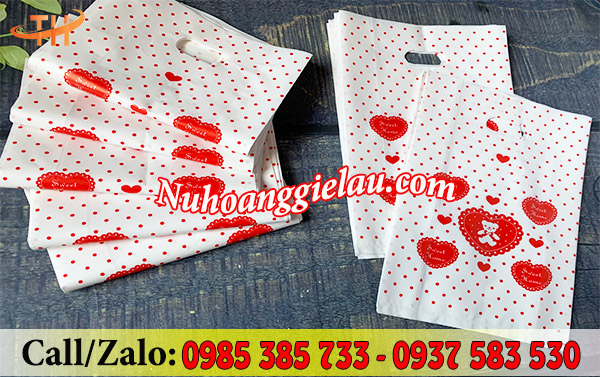 Túi hột xoài HD in tim đẹp Túi hột xoài HD in tim đẹp