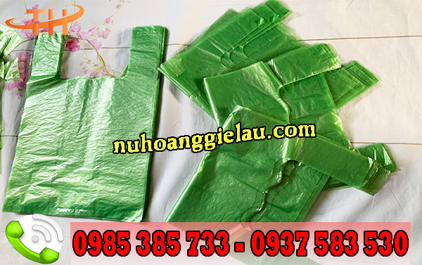 túi nilon hai quai màu xanh túi nilon hai quai màu xanh