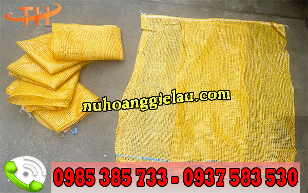 Bao tải lưới đựng nông sản màu vàng Bao tải lưới đựng nông sản màu vàng