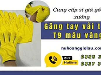 Bỏ sỉ tận xưởng găng tay vải thun T9 màu vàng giá rẻ