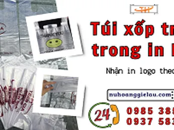 Túi xốp 2 quai trắng trong in logo theo mẫu sỉ rẻ
