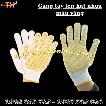 Găng tay len hạt nhựa