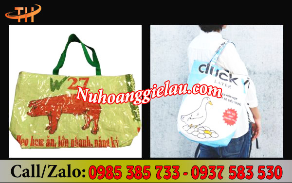 Túi được tái chế từ bao cám cò Túi được tái chế từ bao cám cò
