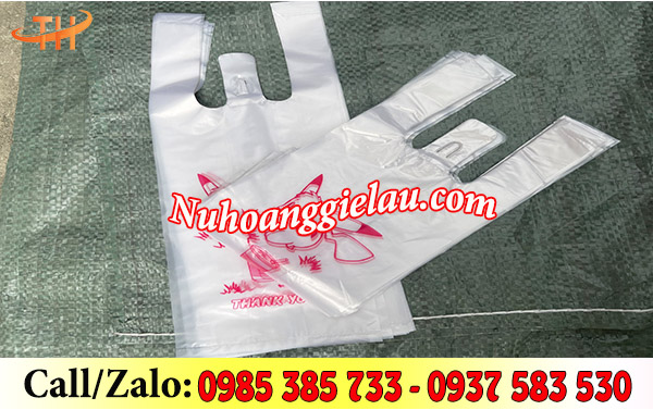 Túi đựng nước mía 1 ly hai quai màu trắng loại in Túi đựng nước mía 1 ly hai quai màu trắng loại in