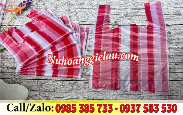 Túi xốp sọc màu 2 quai Túi xốp sọc màu 2 quai