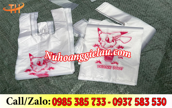 Túi xốp đựng ly in sẵn hình Pikachu Túi xốp đựng ly in sẵn hình Pikachu