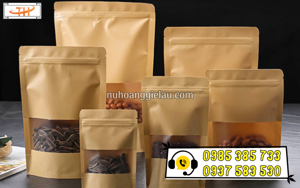 Túi giấy zip giấy có cửa sổ trong suốt đựng hàng hoá, sạch, kín đáo Túi giấy zip giấy có cửa sổ trong suốt đựng hàng hoá, sạch, kín đáo