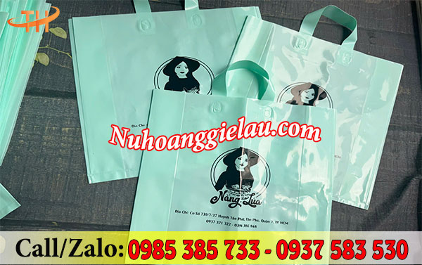 Mẫu túi hột xoài ép quai in logo theo yêu cầu từ khách hàng Mẫu túi hột xoài ép quai in logo theo yêu cầu từ khách hàng