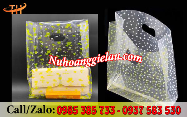 Túi hột xoài trong suốt in hoa nhí đựng hàng hoá sang trọng Túi hột xoài trong suốt in hoa nhí đựng hàng hoá sang trọng