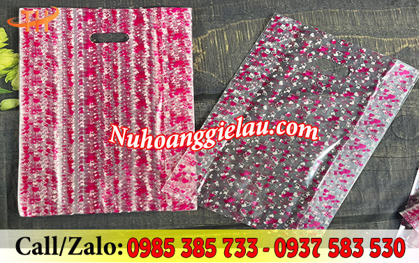 Túi hột xoài trong suốt in hoa nhí Túi hột xoài trong suốt in hoa nhí