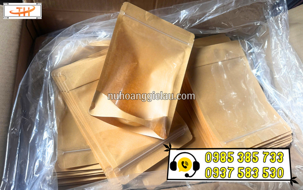 Túi zipper giấy Kraft 1 mặt trong suốt đóng nguyên thùng Túi zipper giấy Kraft 1 mặt trong suốt đóng nguyên thùng