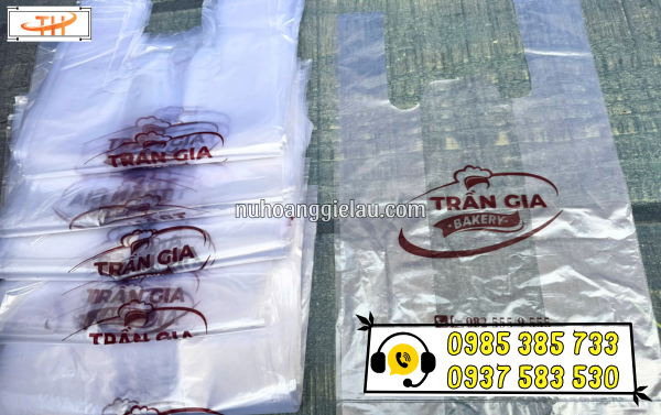 Túi xốp 2 quai trắng trong in logo Túi xốp 2 quai trắng trong in logo