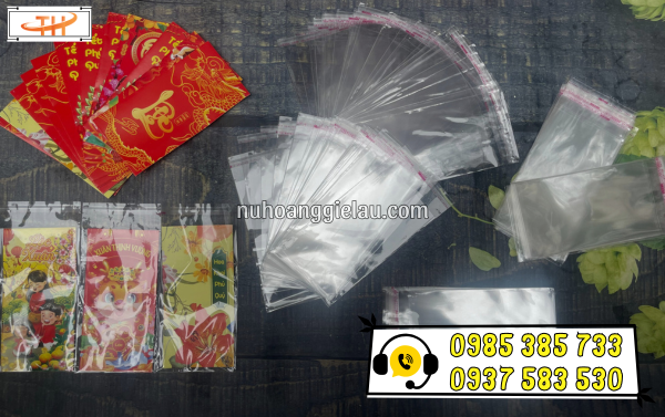 Túi nilon dán miệng đựng bao lì xì Tết trong suốt Túi nilon dán miệng đựng bao lì xì Tết trong suốt