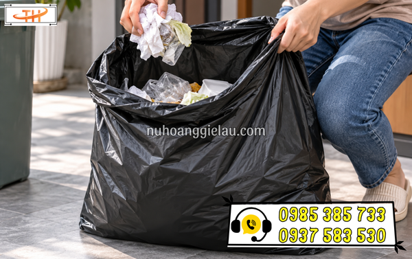 Túi đựng rác cuộn màu đen thu gom rác thải Túi đựng rác cuộn màu đen thu gom rác thải