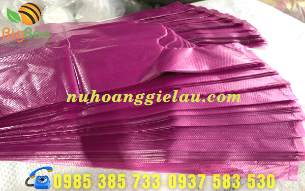 túi nilon (xốp) màu hồng hai quai
