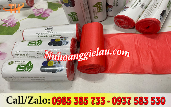 Cuộn túi đựng rác tự huỷ màu đỏ Cuộn túi đựng rác tự huỷ màu đỏ