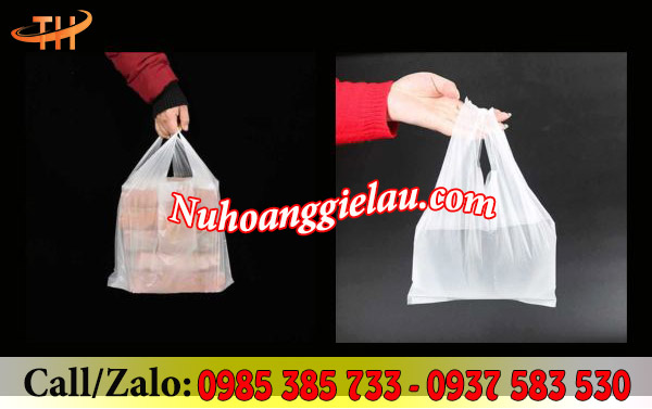 Túi xốp 2 quai trắng sữa đựng hàng hoá chắc chắn Túi xốp 2 quai trắng sữa đựng hàng hoá chắc chắn