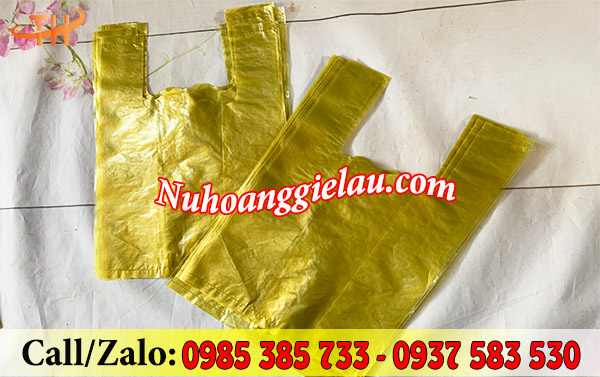 Túi xốp hai quai hàng chợ màu vàng