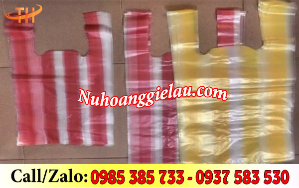 Túi xốp 2 quai sọc màu Túi xốp 2 quai sọc màu