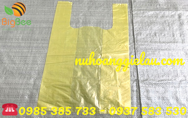 túi xốp hai quai màu vàng