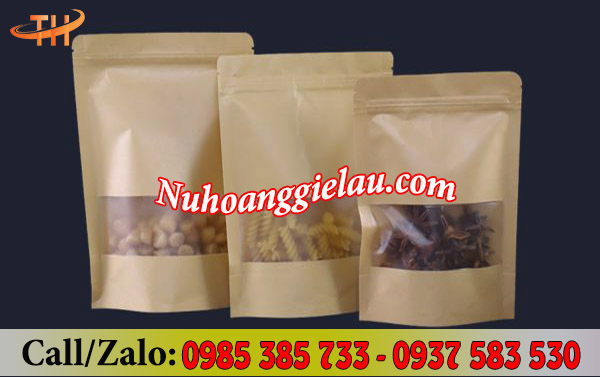 Túi zip giấy kraft có cửa sổ đựng thực phẩm an toàn Túi zip giấy kraft có cửa sổ đựng thực phẩm an toàn