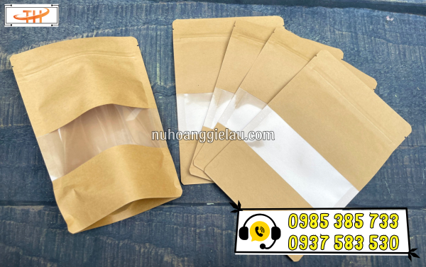 Túi zip giấy kraft có cửa sổ Túi zip giấy kraft có cửa sổ