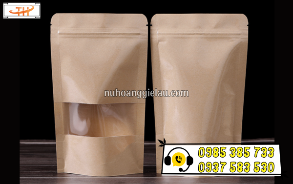 Túi giấy zip giấy được thiết kế một mặt có cửa sổ trong suốt Túi giấy zip giấy được thiết kế một mặt có cửa sổ trong suốt