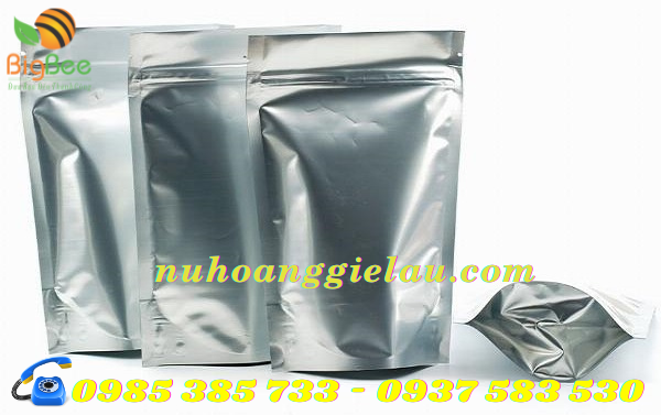 túi zipper đáy đứng hai mặt bạc bền chắc