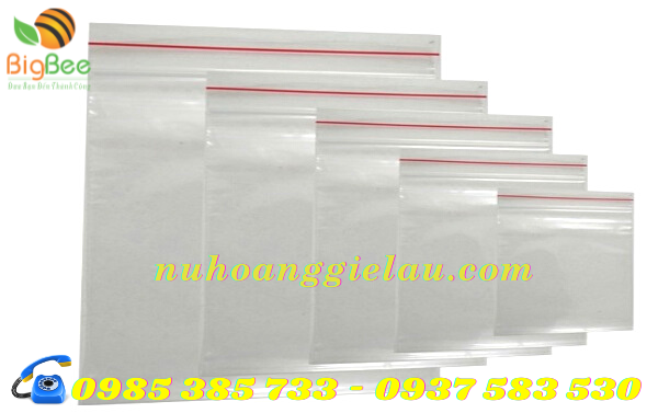 túi zipper khóa chỉ đỏ nhiều kích thước
