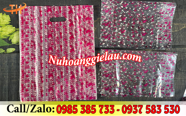 Túi hột xoài trong suốt in hoa nhí Túi hột xoài trong suốt in hoa nhí