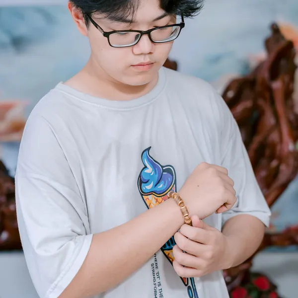 Vòng Tay Trầm Indonesia Trụ Trúc Bọc Vàng 18k