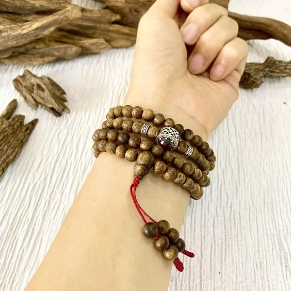 Vòng Chuỗi Trầm Hương 108 Hạt Mix Charm Minh Nguyệt