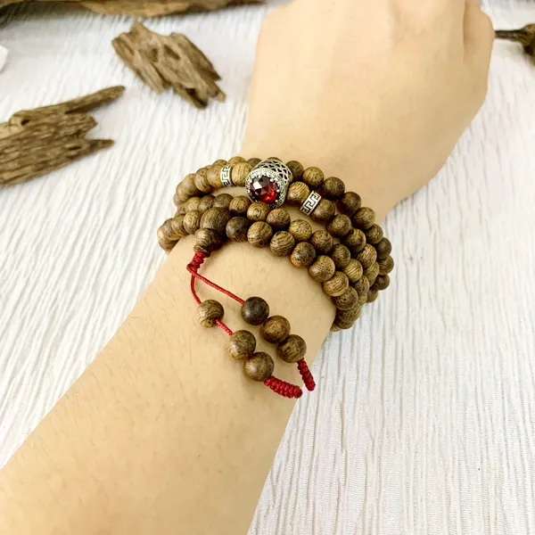 Vòng Chuỗi Trầm Hương 108 Hạt Mix Charm Minh Nguyệt