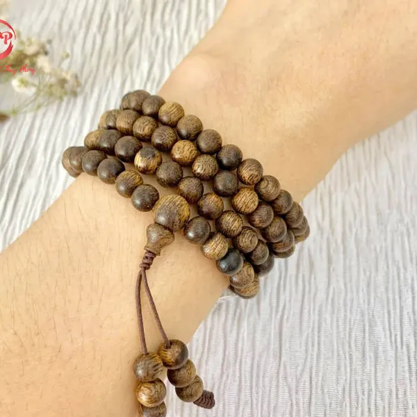 Vòng Chuỗi Trầm Hương Indonesia 108 Hạt 6 Ly