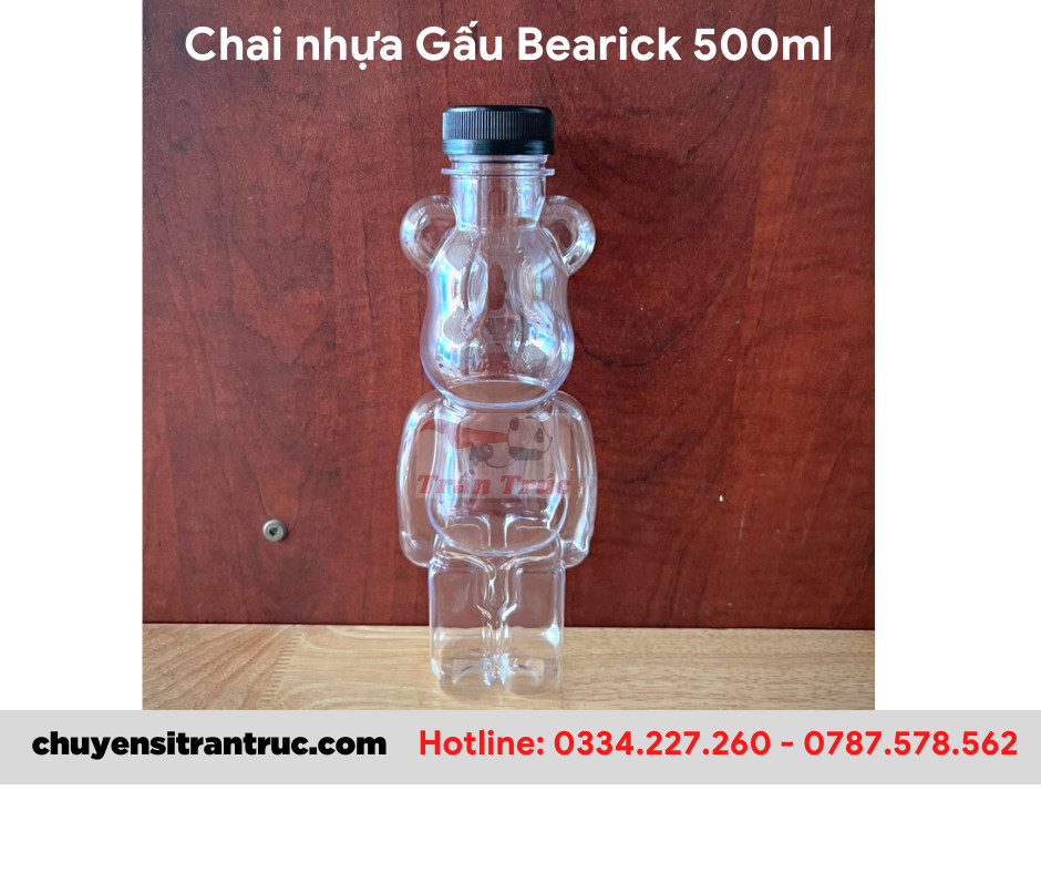 Chai Nhựa Gấu Bearick 500ml Nắp Nhôm(Nắp Nhựa) Cao cấp