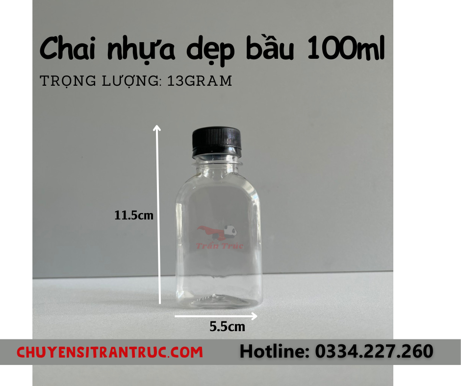 Chai nhựa dẹp bầu 100ml