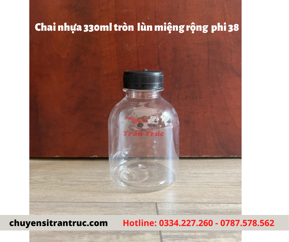 Chai tròn lùn 330ml miệng rộng