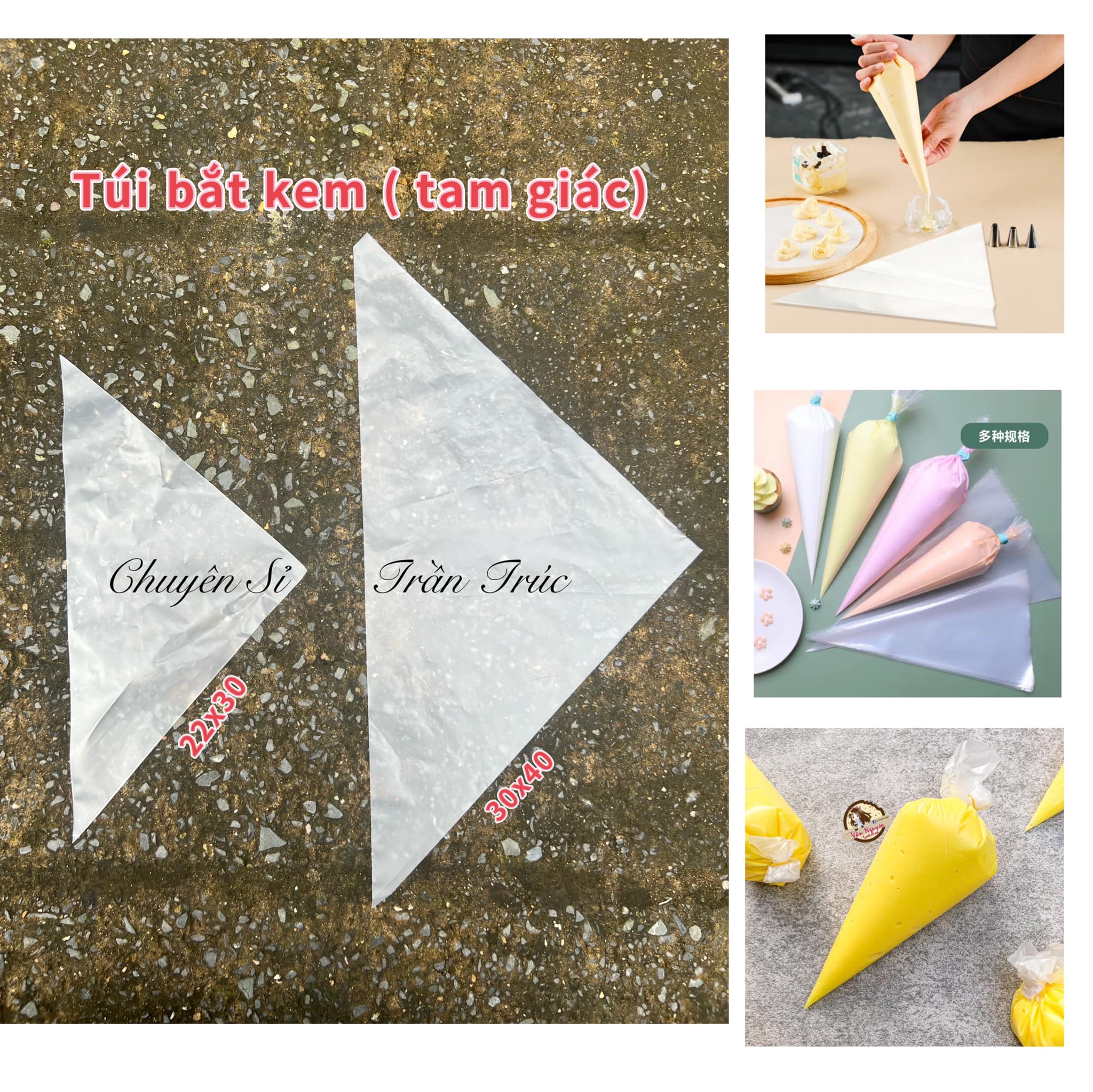 túi bắt kem tam giác 20x30
