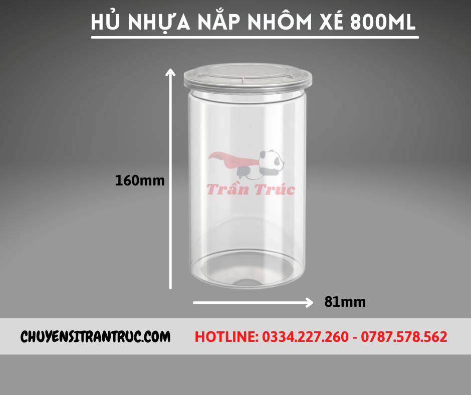 hủ nhựa 800ml nắp nhôm xé