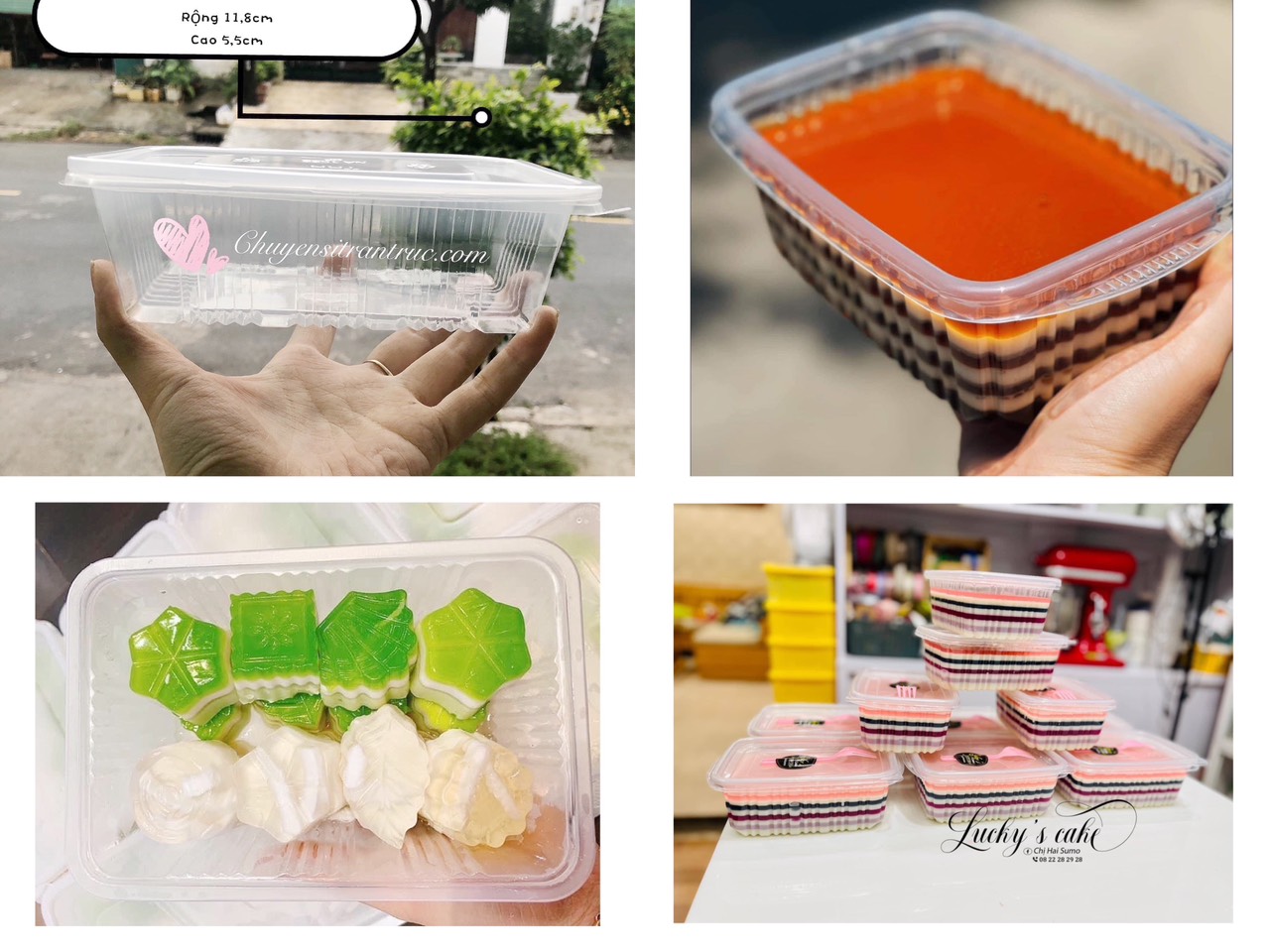 Hộp nhựa rau câu 700ml, hộp đựng chân gà, hộp nhựa chữ nhật
