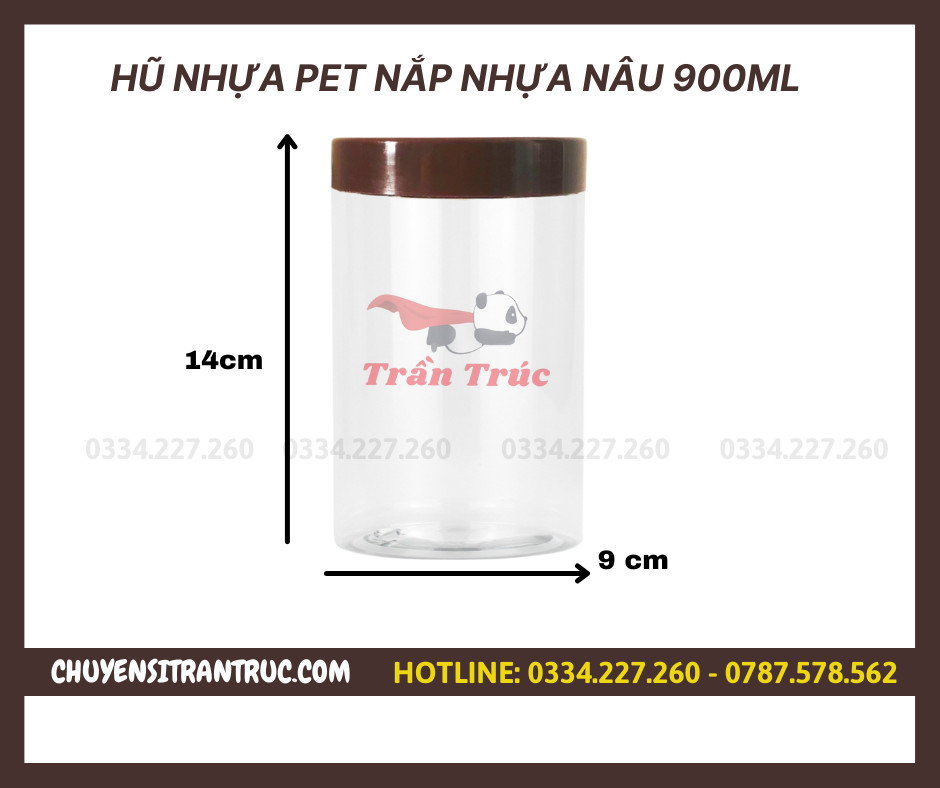 hũ nhựa nắp nhựa đen 900ml, hủ nhua nap nhua den 900ml