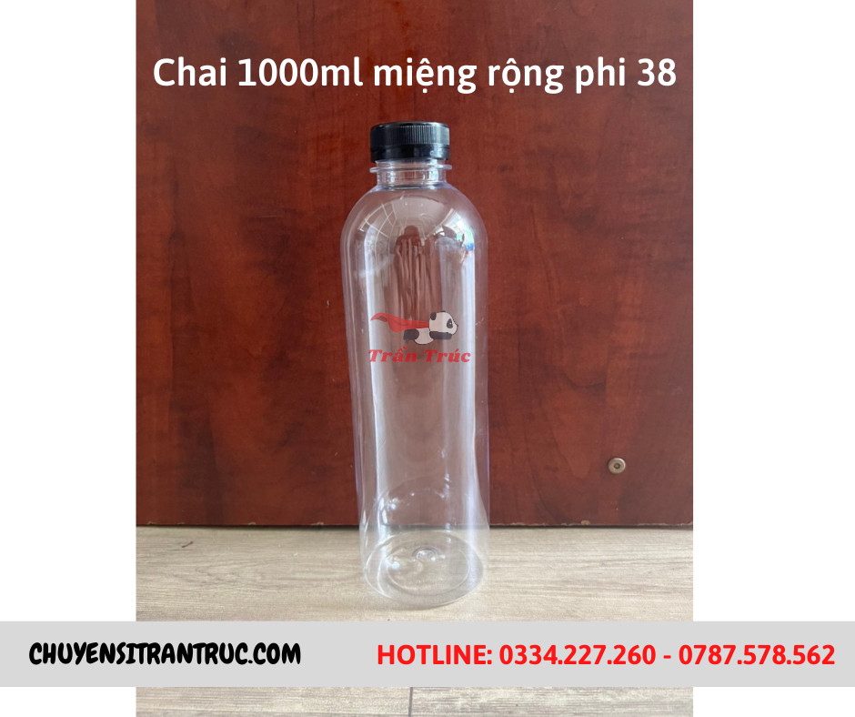 Chai Nhựa 1 Lít Cổ Rộng - Chai Pet 1000ml Miệng rộng  (Rẻ,Đẹp,Bền)