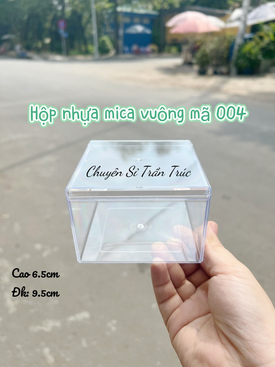 hộp nhựa mica vuông 9.5cm