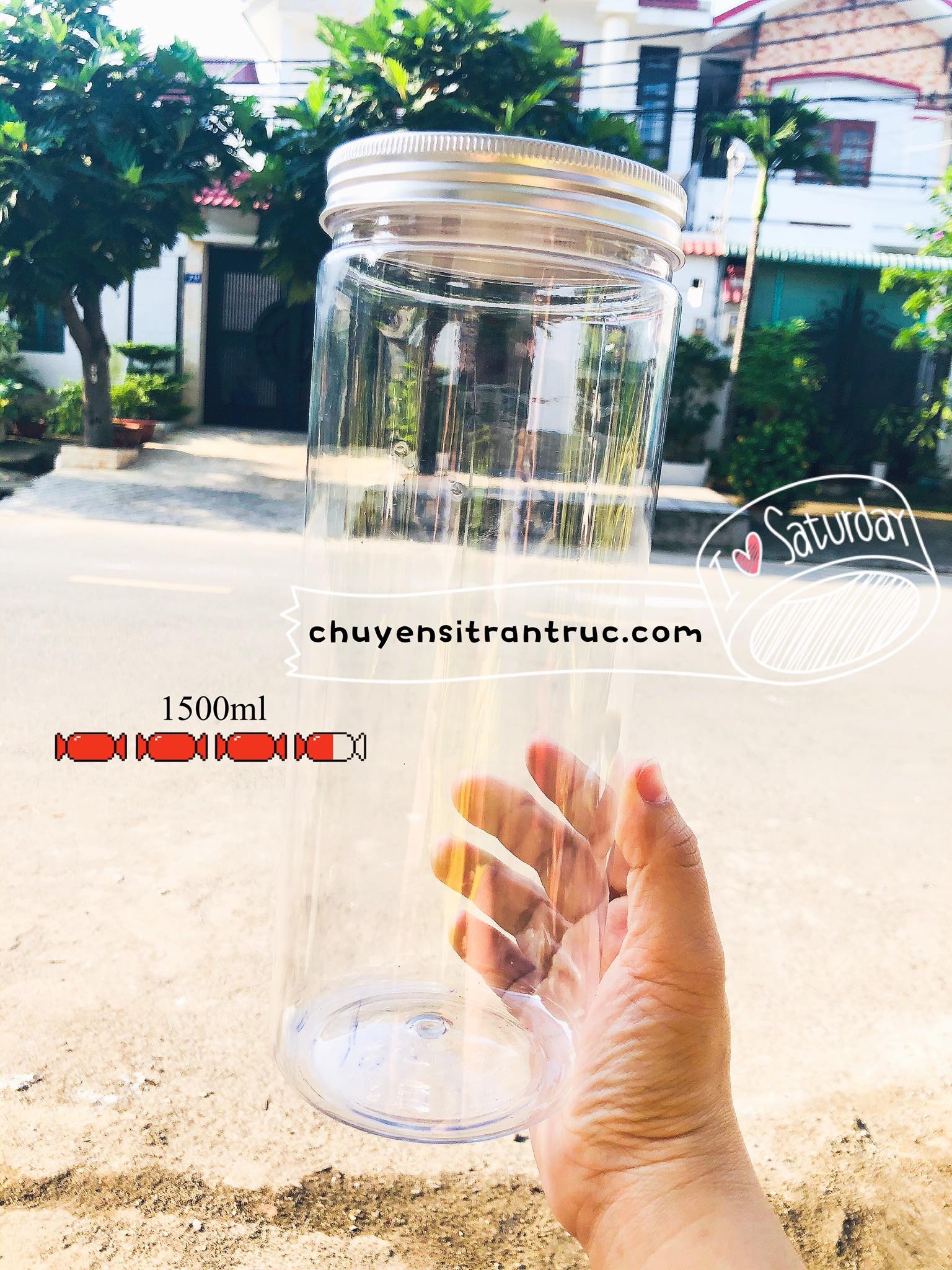 hủ nhựa nắp nhôm 1500ml thường
