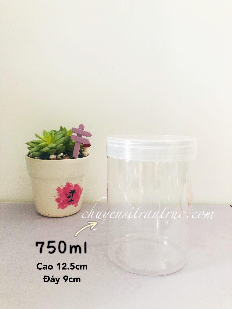 hũ nhựa nắp nhựa trắng trong 750ml, hu nhua nap nhua trang trong 750ml