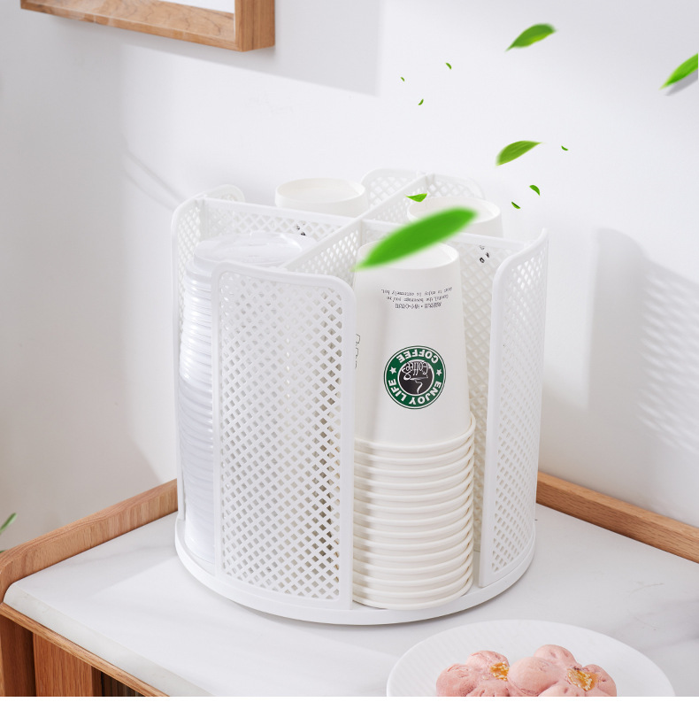 Kệ đựng ly xoay 360 độ, khay lấy ly nhựa, khay đựng ly